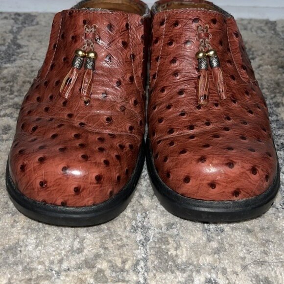 Ariat Womens 9 B Mules Clogs Brown Leather Ostrich Print Slip On Shoes T… - Picture 4 of 6
